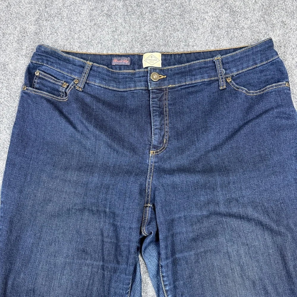 St‎ Johns Bay Bootcut Jeans Womens 20W Dark Wash Stretch Denim Plus Size Blue